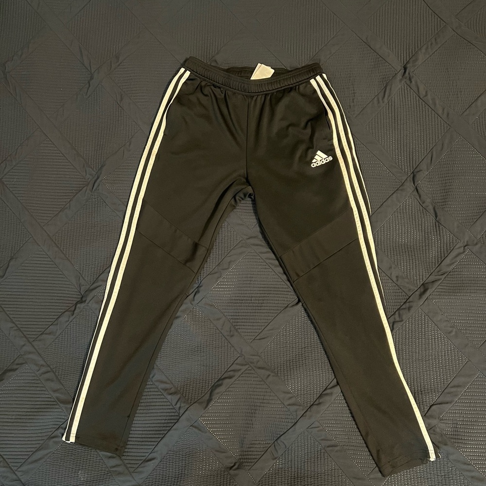 Adidas Men’s Black Joggers with White Stripes